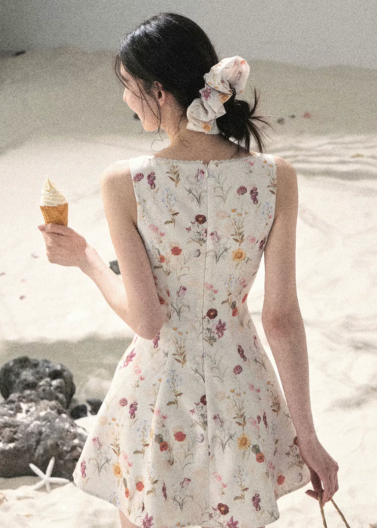 aomalm dress, chamomile floral dress, floral suspender dress, french floral mini dress, korean feminine dress, summer puffy skirt dress, floral lace dress, garden mini dress, feminine summer dress, romantic floral dress, sleeveless mini dress, vacation dress women