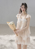aomalm top, lace mesh top, french lace blouse, irregular lace top, korean feminine top, summer chiffon top, sheer lace blouse, resort summer top, romantic mesh top, feminine korean fashion, sea breeze top, lightweight lace t-shirt