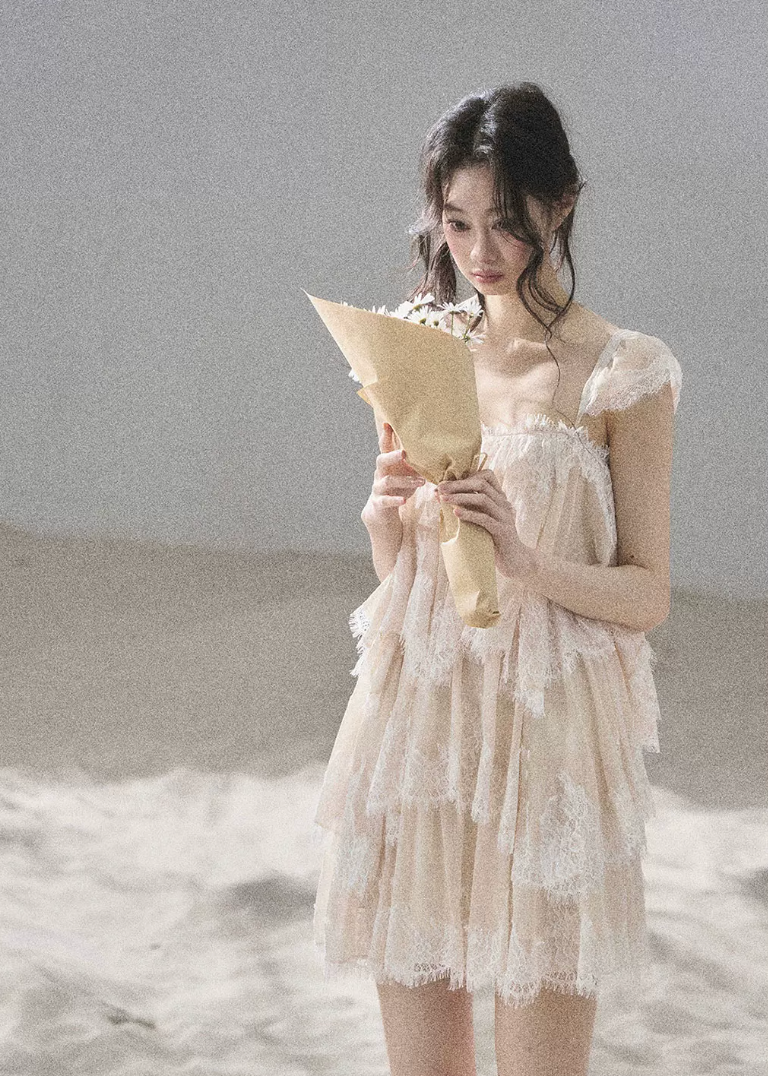 aomalm top, lace mesh top, french lace blouse, irregular lace top, korean feminine top, summer chiffon top, sheer lace blouse, resort summer top, romantic mesh top, feminine korean fashion, sea breeze top, lightweight lace t-shirt