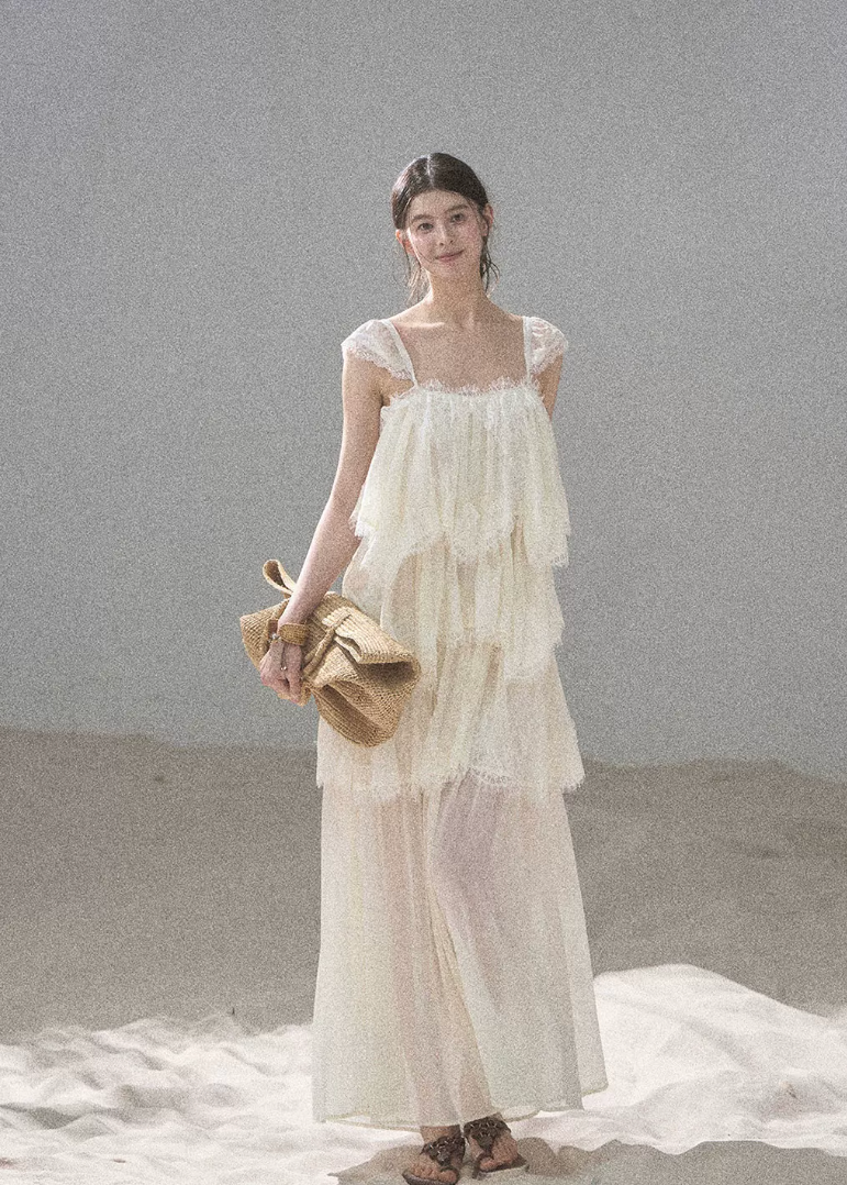 aomalm top, lace mesh top, french lace blouse, irregular lace top, korean feminine top, summer chiffon top, sheer lace blouse, resort summer top, romantic mesh top, feminine korean fashion, sea breeze top, lightweight lace t-shirt