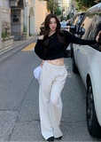 white wide leg pants, drawstring pants women, straight leg pants women, lyocell linen pants, relaxed commuter pants, white casual trousers, draped wide leg pants, summer white pants, feminine Korean fashion pants, minimal wide leg trousers, vacation outfit pants, soft lounge pants women, full length white pants, relaxed fit trousers, elegant casual pants