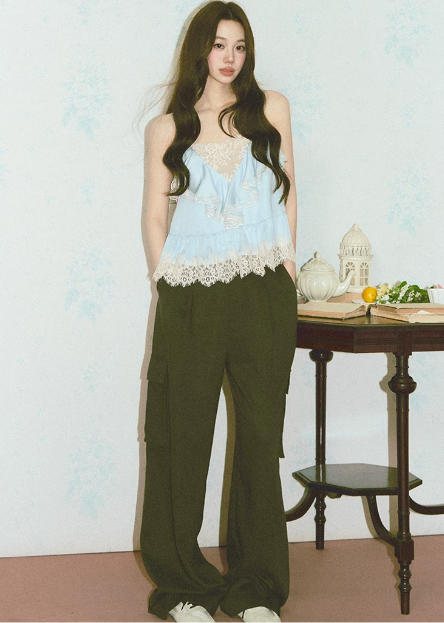 drapey straight leg pants, loose summer pants, lyocell linen pants, commuter casual pants, Korean feminine pants, relaxed wide leg pants, solid color trousers, summer straight leg pants, lightweight casual pants, versatile women pants, soft drape trousers, olive green pants, vacation pants women, casual commuter outfit, simple summer bottoms