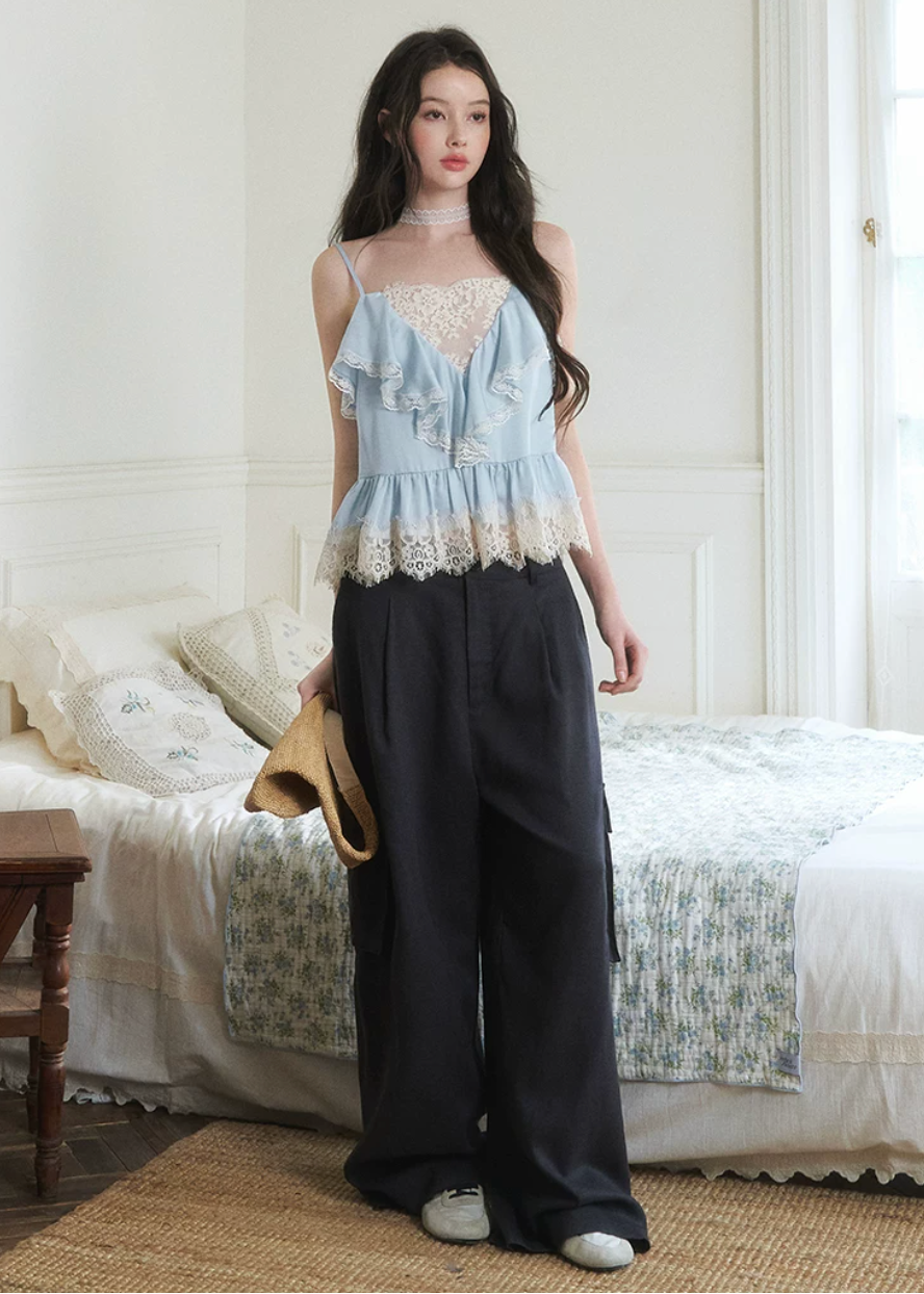 drapey straight leg pants, loose summer pants, lyocell linen pants, commuter casual pants, Korean feminine pants, relaxed wide leg pants, solid color trousers, summer straight leg pants, lightweight casual pants, versatile women pants, soft drape trousers, olive green pants, vacation pants women, casual commuter outfit, simple summer bottoms