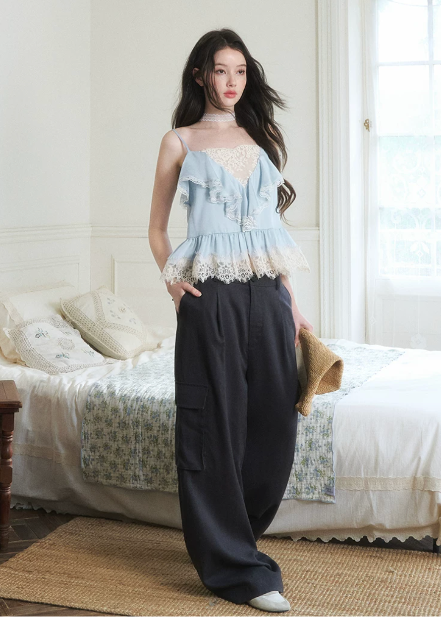 drapey straight leg pants, loose summer pants, lyocell linen pants, commuter casual pants, Korean feminine pants, relaxed wide leg pants, solid color trousers, summer straight leg pants, lightweight casual pants, versatile women pants, soft drape trousers, olive green pants, vacation pants women, casual commuter outfit, simple summer bottoms