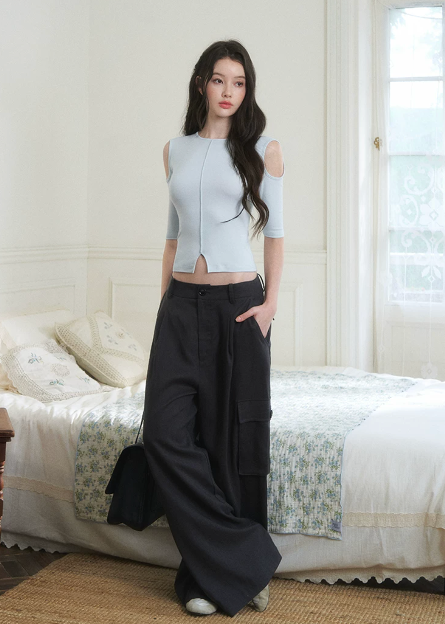 drapey straight leg pants, loose summer pants, lyocell linen pants, commuter casual pants, Korean feminine pants, relaxed wide leg pants, solid color trousers, summer straight leg pants, lightweight casual pants, versatile women pants, soft drape trousers, olive green pants, vacation pants women, casual commuter outfit, simple summer bottoms