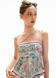 Floral scarf print asymmetric cami top