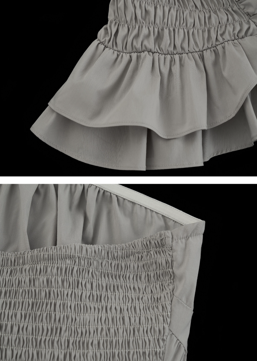 Ruched grey tube top with Y2K styling