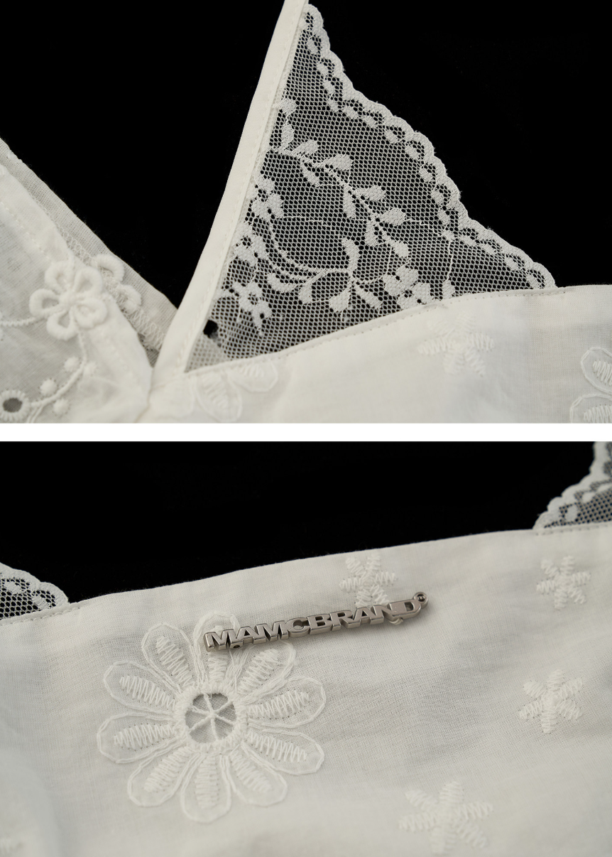 Lightweight embroidered cotton blouse in white
