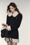 French Milk Fur Collar Wool Set