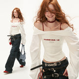 Lantern sleeve white shirt and bra