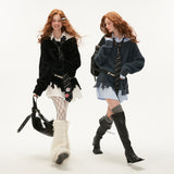 Fake two-piece college style shirt sweater