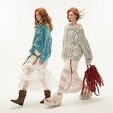 Tassel Sweater Loose Knitted Sweater Top