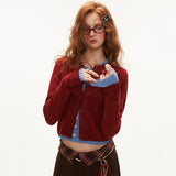 レースの長袖ニットカーディガン