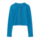 レースの長袖ニットカーディガン