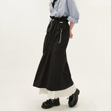 プリーツパネルロングスリムミディアム丈スカート