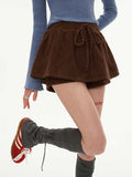 Brown velvet short skirt