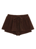 Brown velvet short skirt