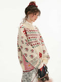 Fair Isle flower patchwork sweater loose top