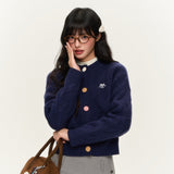 オリジナルのスイートケーブル刺繍のカラフルボタンショートセーターカーディガンセットアップ