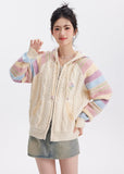 Rainbow Knit Hooded Raglan Jacket