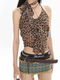Leopard Mesh Ruffle Cami Top