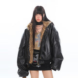 Reversible fur hooded warm jacket