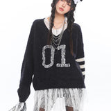 Digital Mink Lace Trim Sweater