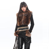 Faux Fur Splice Knit Cardigan