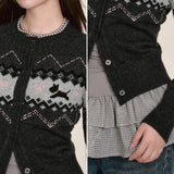 Fair Isle style puppy sweater cardigan knitted sweater top
