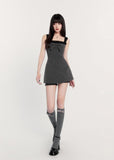Polka dot waist slimming bow short skirt Miu dress