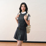 Simple slim vest bottoming shirt college style skirt suit