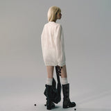 レトロリボン刺繍メッシュスウェットシャツ