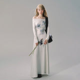 Ink Smudge One-Shoulder Knit Dress