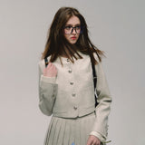 Classic round neck small Chanel style suit skirt two-piece suit