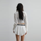 ホワイトの万能な露出防止フリルミニスカート
