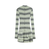 フルーツグリーンのフリルニットレイヤードドレス