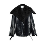 Dark Genderless PU Leather Lapel Jacket