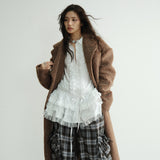 知性あふれるホワイトレースブラウスドレス