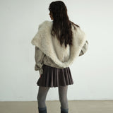 Retro Ballet PU Jacket with Fur Hood