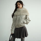 Retro Ballet PU Jacket with Fur Hood