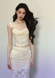 Women Lace Vest Hip Fishtail Fairy Skirt Long Skirt