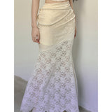 Women Lace Vest Hip Fishtail Fairy Skirt Long Skirt