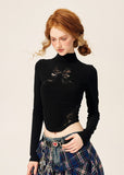 Bow lace sweet spicy T-shirt women tops