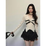 イレギュラーレースバレエコアミニスカート