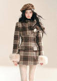 Beverly Winter Night Korean Plaid Woolen Coat