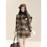 Beverly Winter Night Korean Plaid Woolen Coat