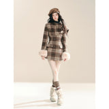 Beverly Winter Night Korean Plaid Woolen Coat