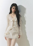 Ancient fragrant French V-neck lace cardigan