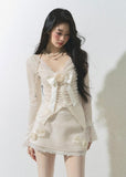 Ancient fragrant French V-neck lace cardigan