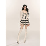 エレガントなレイヤードレスとトップススーツセット